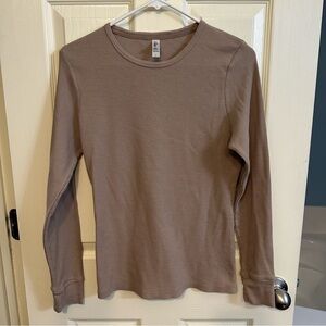 Women’s Rosio Taupe Waffle Knit Top, size Large